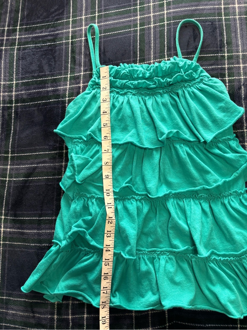 Y2K 2000s Express aqua blue ruffle tank top with adjustable straps. Size: S. - Picture 3 of 6